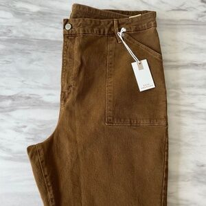 Good American Utility Wide-Leg Ankle Straight Jeans | Brown | NWT | 18L